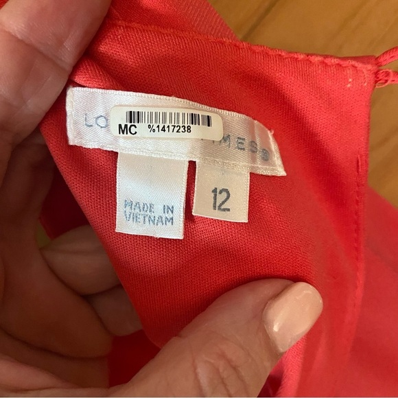 London Times Ruched Collar Drape Shift Dress Size 12 Salmon Sleeveless Church - Picture 6 of 7